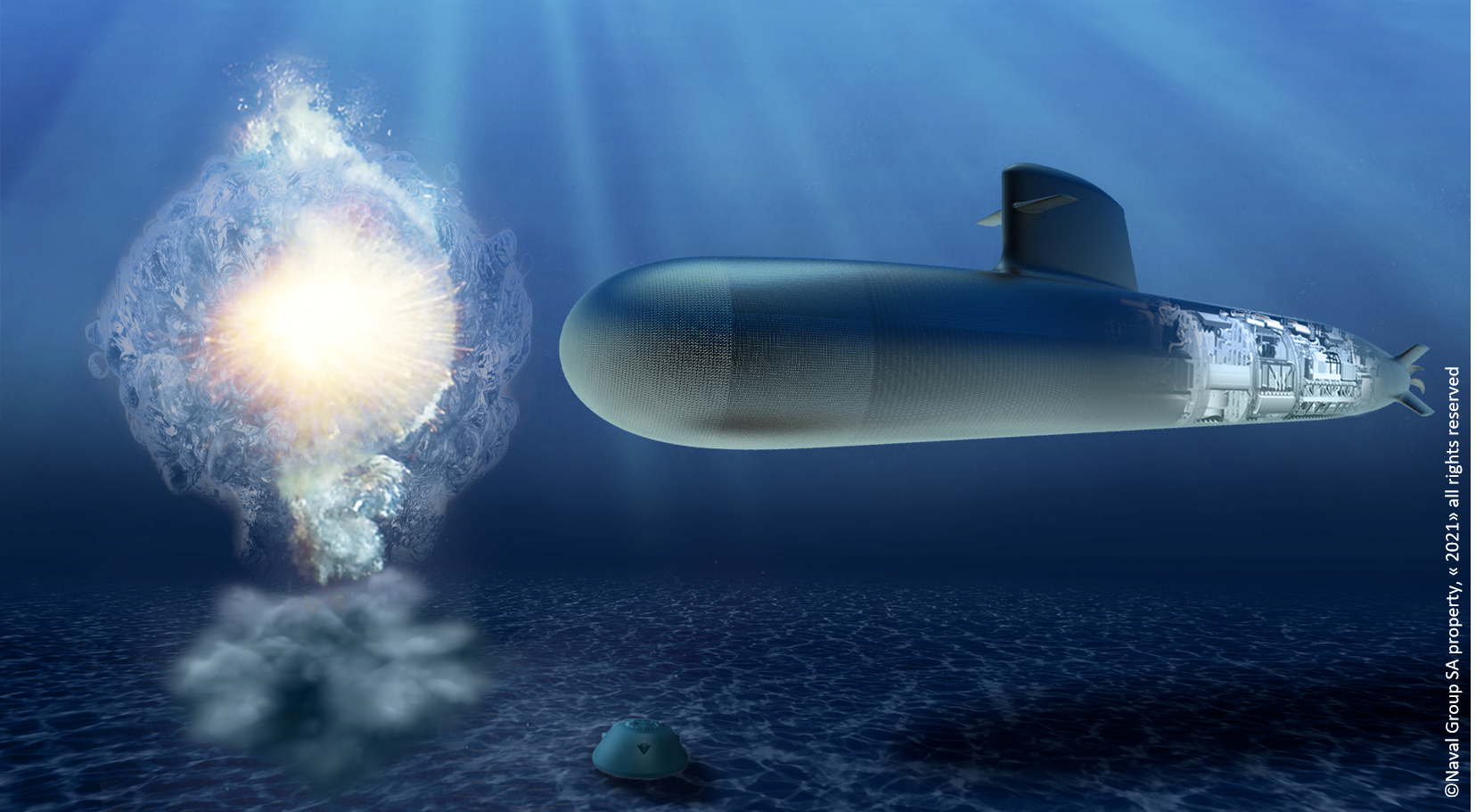 Visuel d'une simulation d'explosion sous-marine