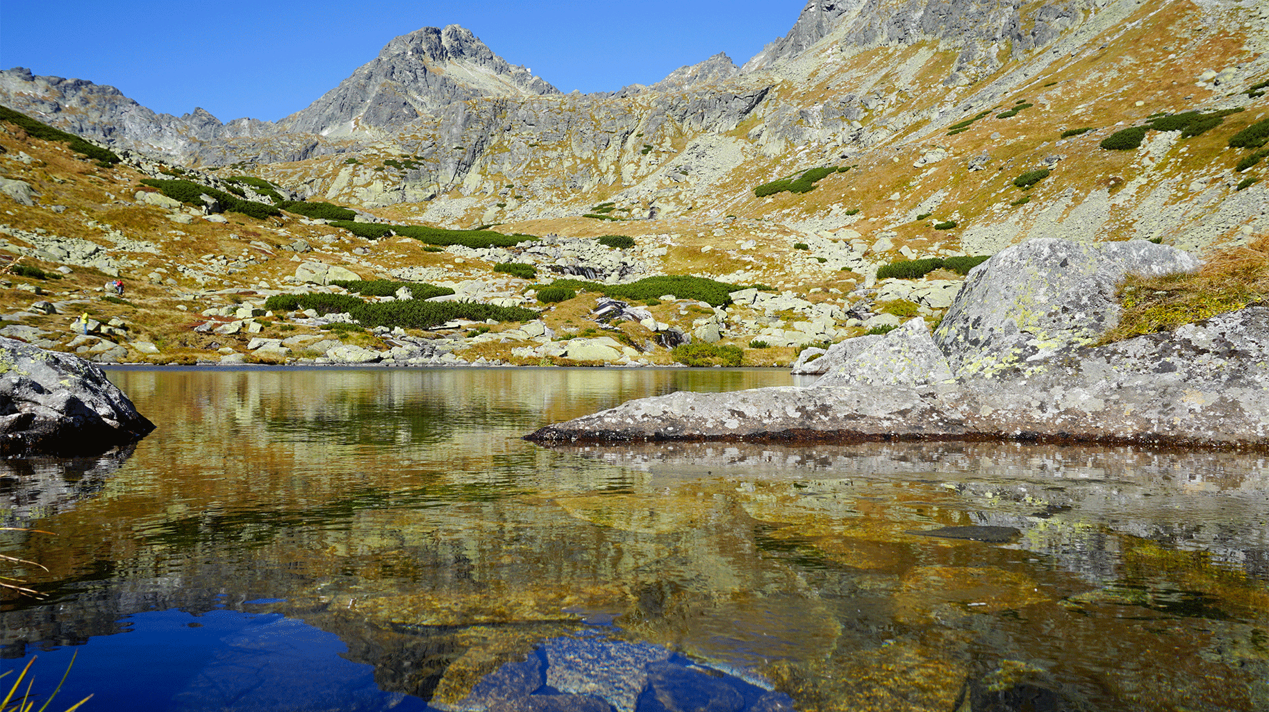 lac reflétant les montagnes dans les hautes tatras en slovaquie