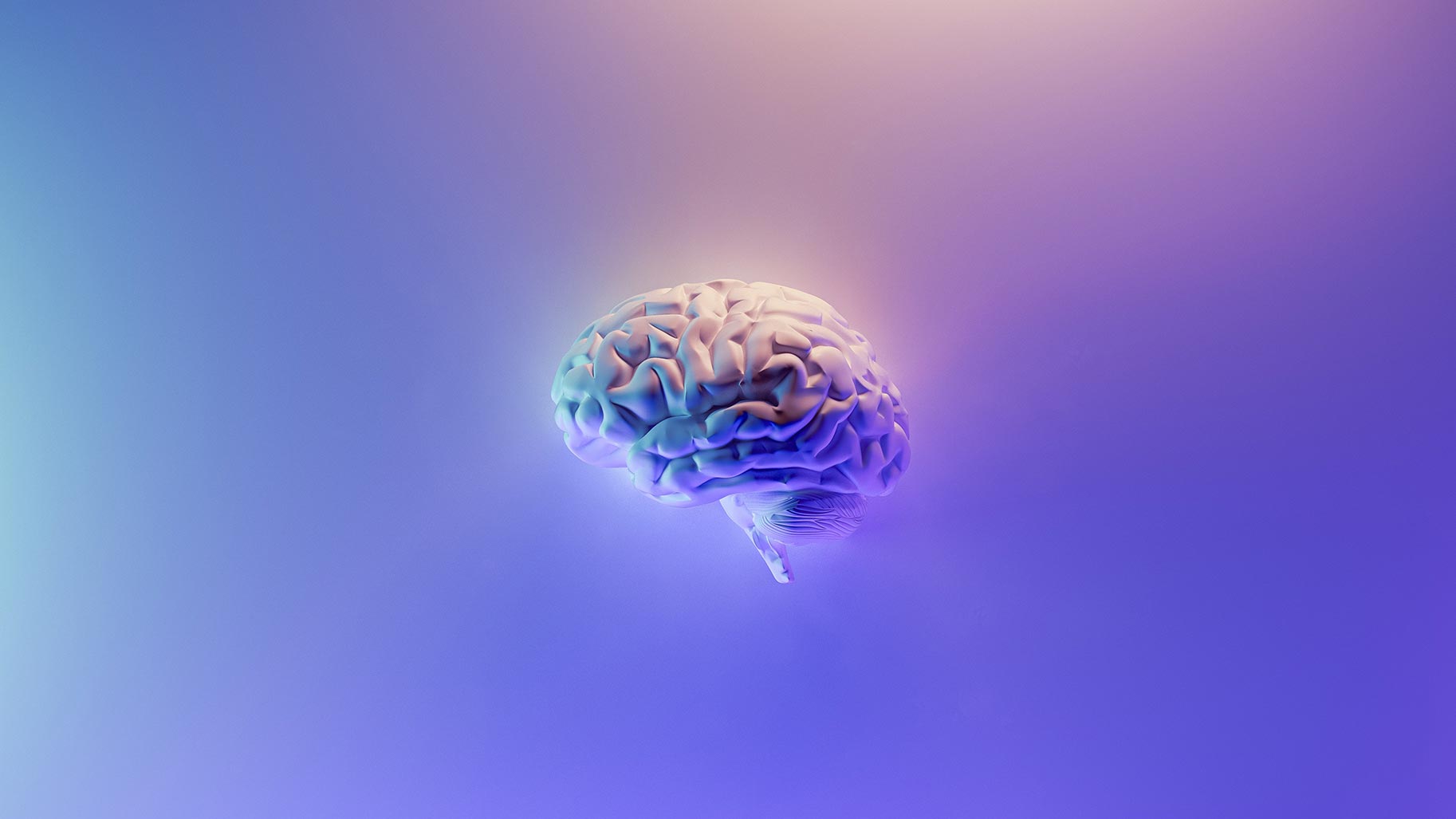 Image digitale d'un cerveau en bleu et violet