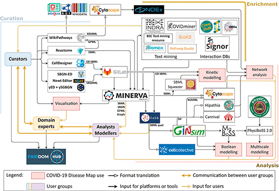L'écosystème des plateformes informatiques et logiciels constituant la COVID19 Disease Map