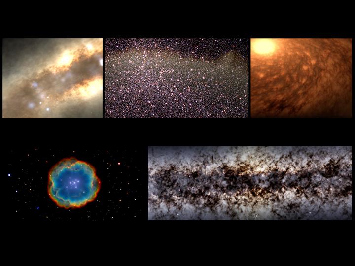 Some detailed views within the galaxy in the GigaVoxels-veRTIGE experimental model. 